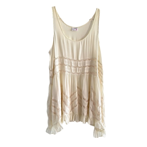 Intimately Free People Voile & Lace Trapeze Slip Dress Dots Tea Combo L - Picture 1 of 6